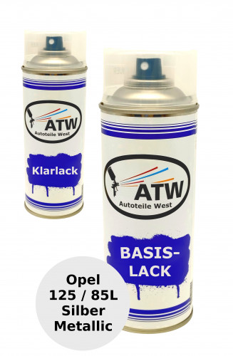 Autolack für Opel 125 / 85L Silber Metallic +400ml Klarlack Set